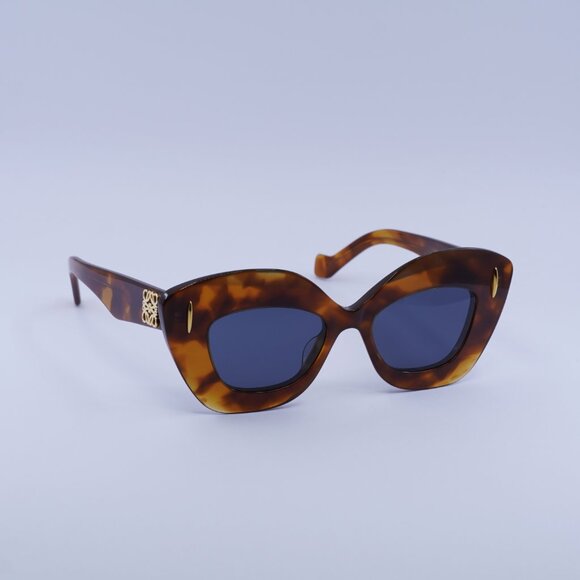 Loewe LW40127I 53V Sunglasses Blonde Havana Cat Eye Frame, Blue Lenses - Picture 5 of 11